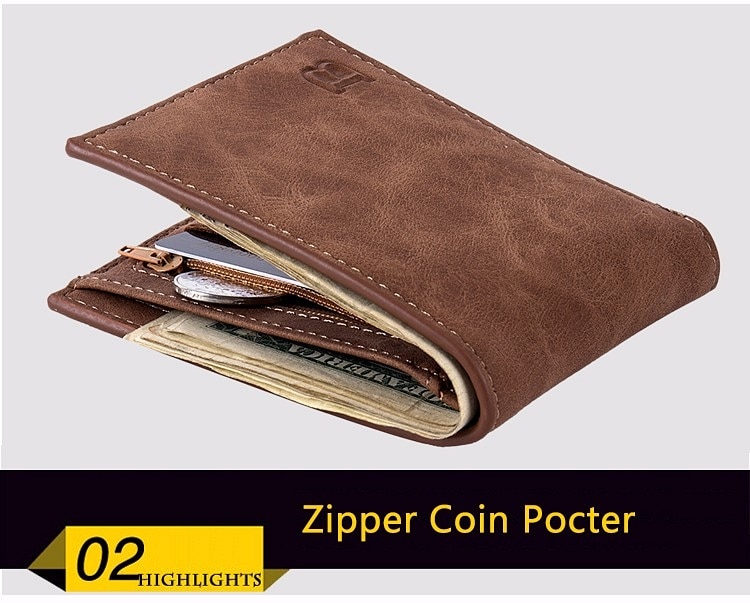 Small Thin Men's Wallet with Coin Bag