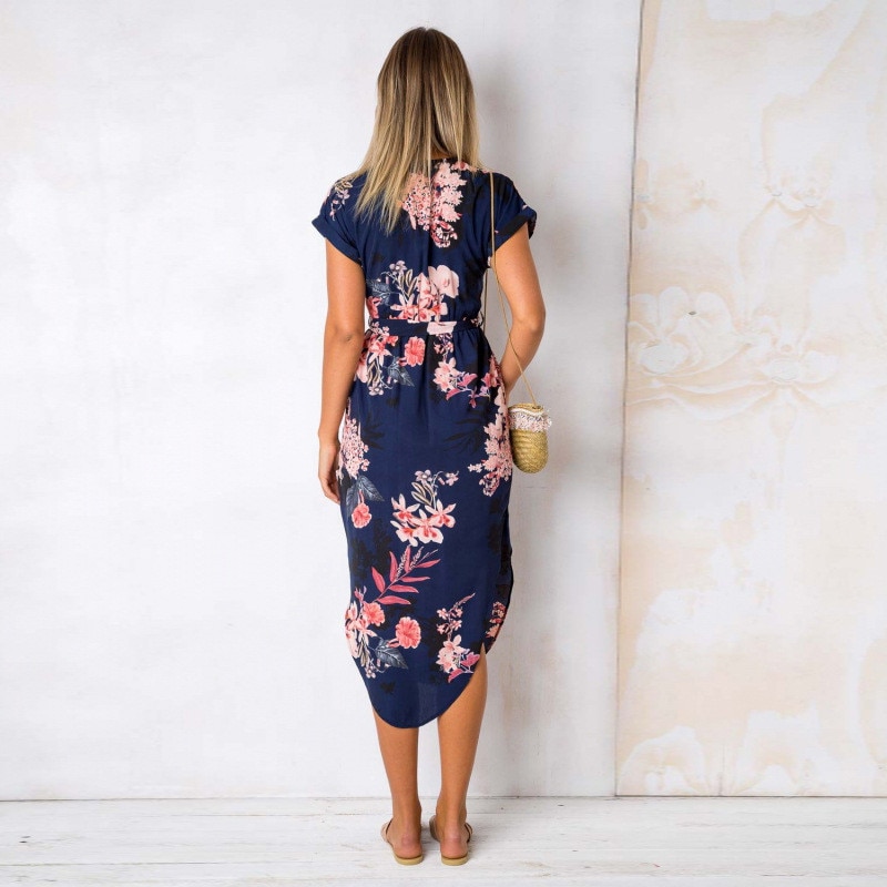Women's V-Neck Floral Printed Dress