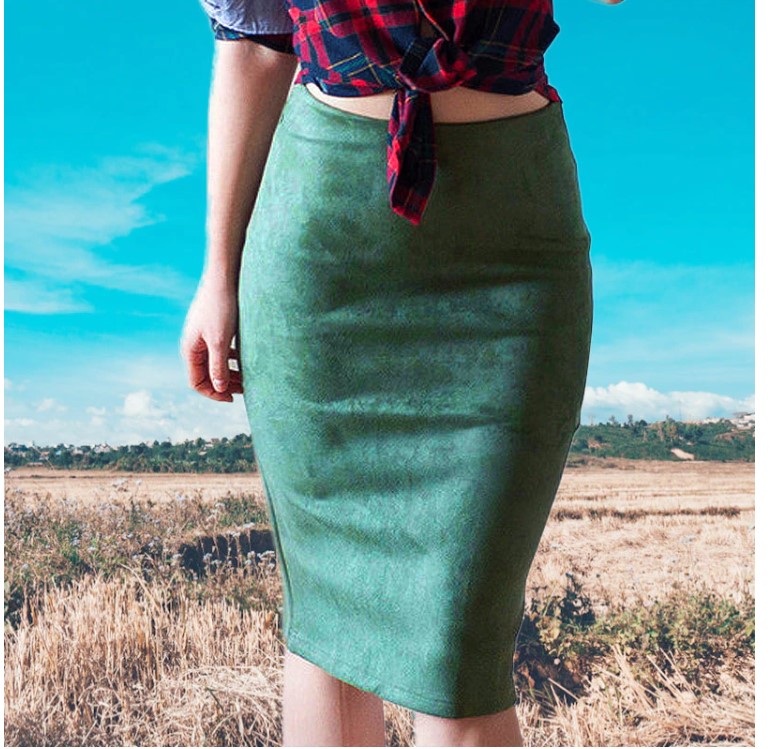 Women's Eco-Suede Pencil Skirt