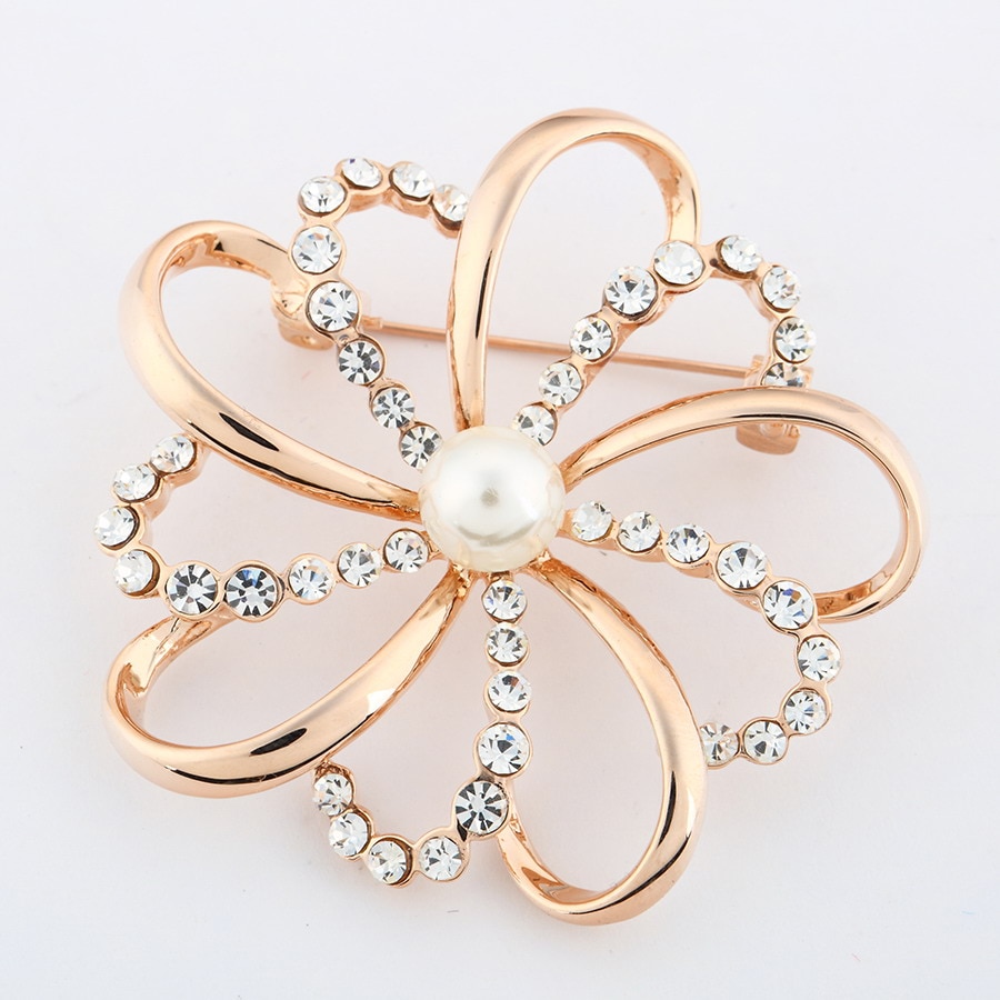 Vintage Austria Crystals / Imitation Pearl Brooch