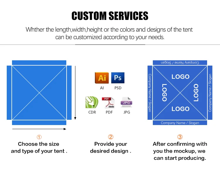 Custom LOGO Printed Outdoor Trade Show Tent Automotive Targeted Exhibition Event Marquee Canopy Quick Pop Up Tent